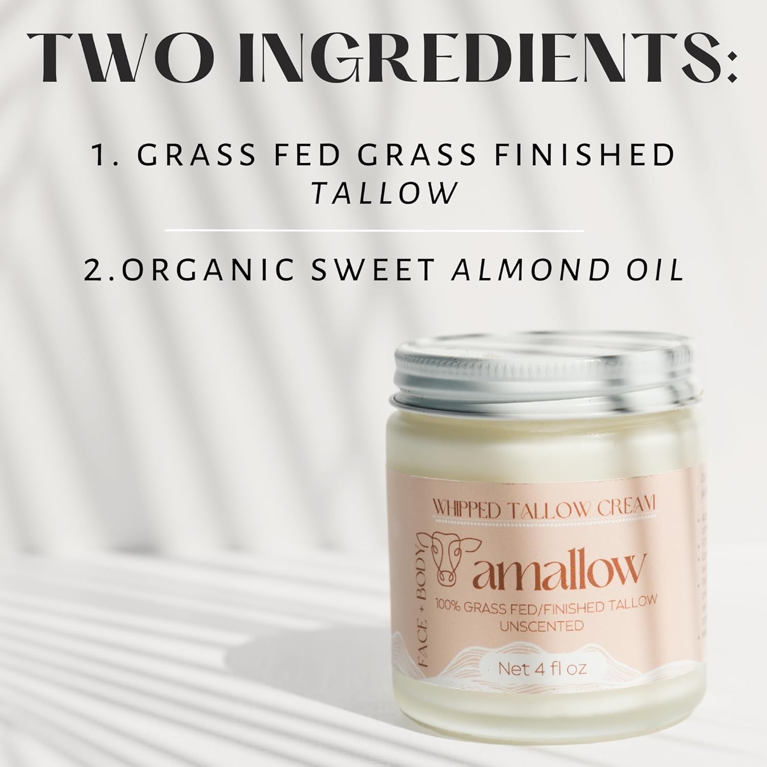 Unscented Whipped Grass-Fed Tallow Balm